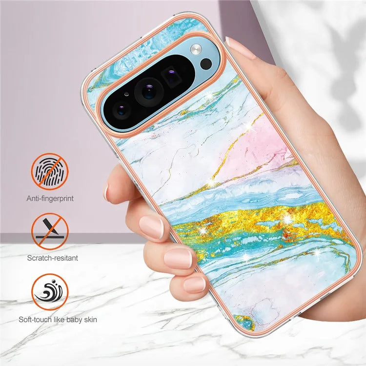 YB IMD Series-2 For Google Pixel 9 Pro XL TPU Case Marble Pattern Smart Phone Shell