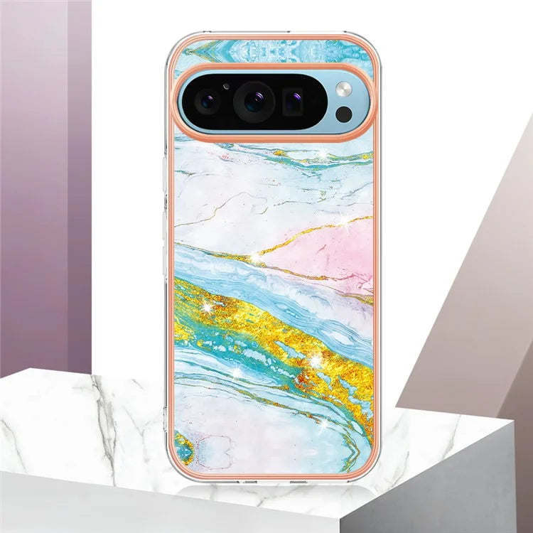 YB IMD Series-2 For Google Pixel 9 Pro XL TPU Case Marble Pattern Smart Phone Shell