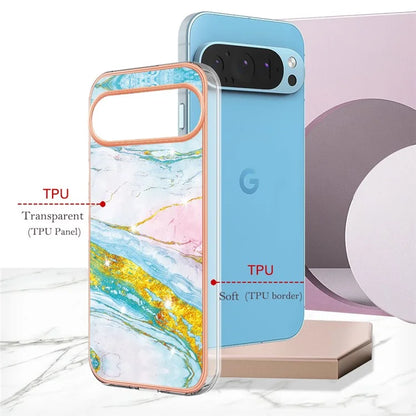YB IMD Series-2 For Google Pixel 9 Pro XL TPU Case Marble Pattern Smart Phone Shell