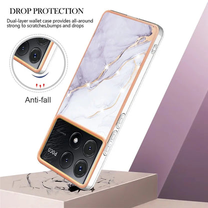 YB IMD Series-2 For Xiaomi Poco X6 Pro 5G / K70E 5G Case Marble Pattern Slim TPU Phone Cover