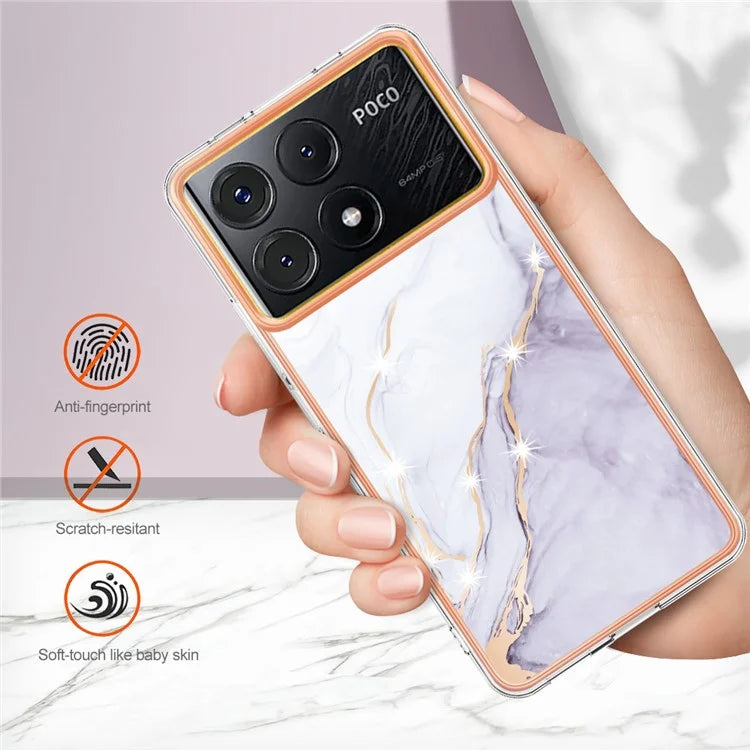 YB IMD Series-2 For Xiaomi Poco X6 Pro 5G / K70E 5G Case Marble Pattern Slim TPU Phone Cover