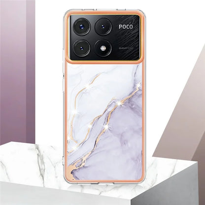 YB IMD Series-2 For Xiaomi Poco X6 Pro 5G / K70E 5G Case Marble Pattern Slim TPU Phone Cover