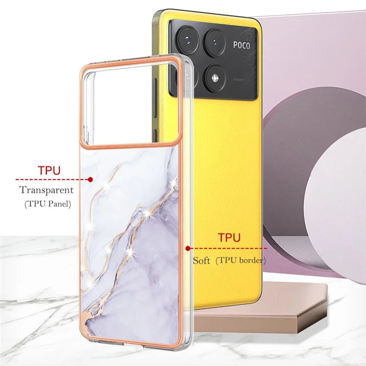 YB IMD Series-2 For Xiaomi Poco X6 Pro 5G / K70E 5G Case Marble Pattern Slim TPU Phone Cover