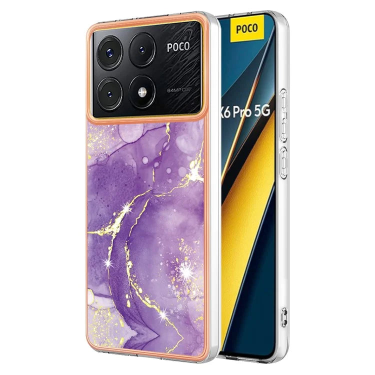 YB IMD Series-2 For Xiaomi Poco X6 Pro 5G / K70E 5G Case Marble Pattern Slim TPU Phone Cover