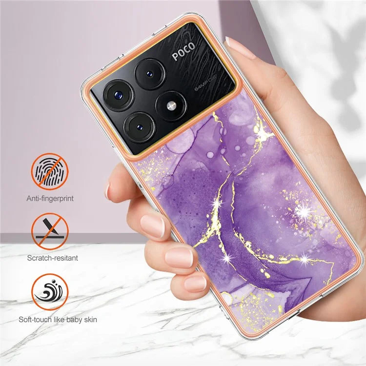 YB IMD Series-2 For Xiaomi Poco X6 Pro 5G / K70E 5G Case Marble Pattern Slim TPU Phone Cover