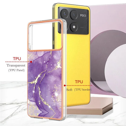 YB IMD Series-2 For Xiaomi Poco X6 Pro 5G / K70E 5G Case Marble Pattern Slim TPU Phone Cover