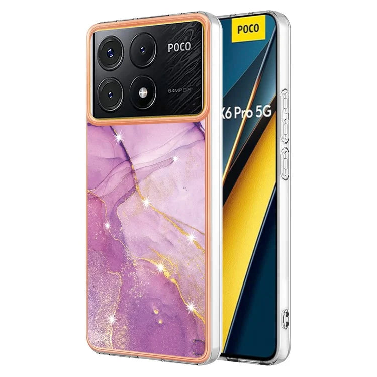 YB IMD Series-2 For Xiaomi Poco X6 Pro 5G / K70E 5G Case Marble Pattern Slim TPU Phone Cover