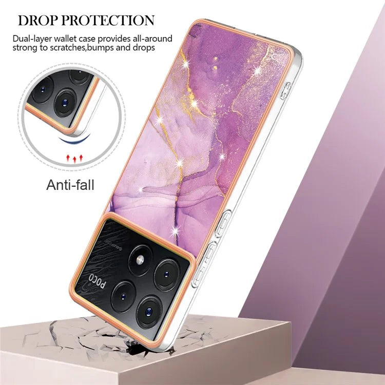 YB IMD Series-2 For Xiaomi Poco X6 Pro 5G / K70E 5G Case Marble Pattern Slim TPU Phone Cover