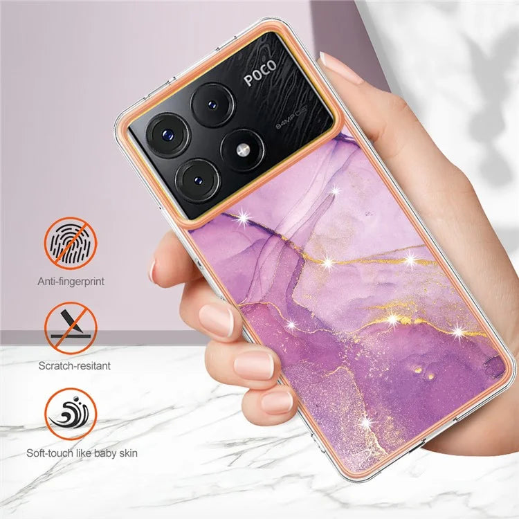 YB IMD Series-2 For Xiaomi Poco X6 Pro 5G / K70E 5G Case Marble Pattern Slim TPU Phone Cover