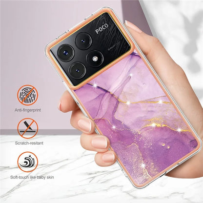 YB IMD Series-2 For Xiaomi Poco X6 Pro 5G / K70E 5G Case Marble Pattern Slim TPU Phone Cover