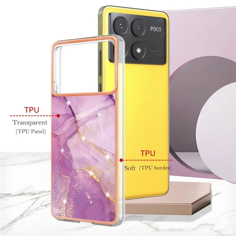YB IMD Series-2 For Xiaomi Poco X6 Pro 5G / K70E 5G Case Marble Pattern Slim TPU Phone Cover
