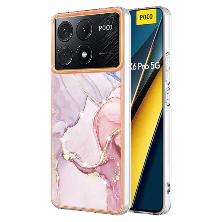YB IMD Series-2 For Xiaomi Poco X6 Pro 5G / K70E 5G Case Marble Pattern Slim TPU Phone Cover