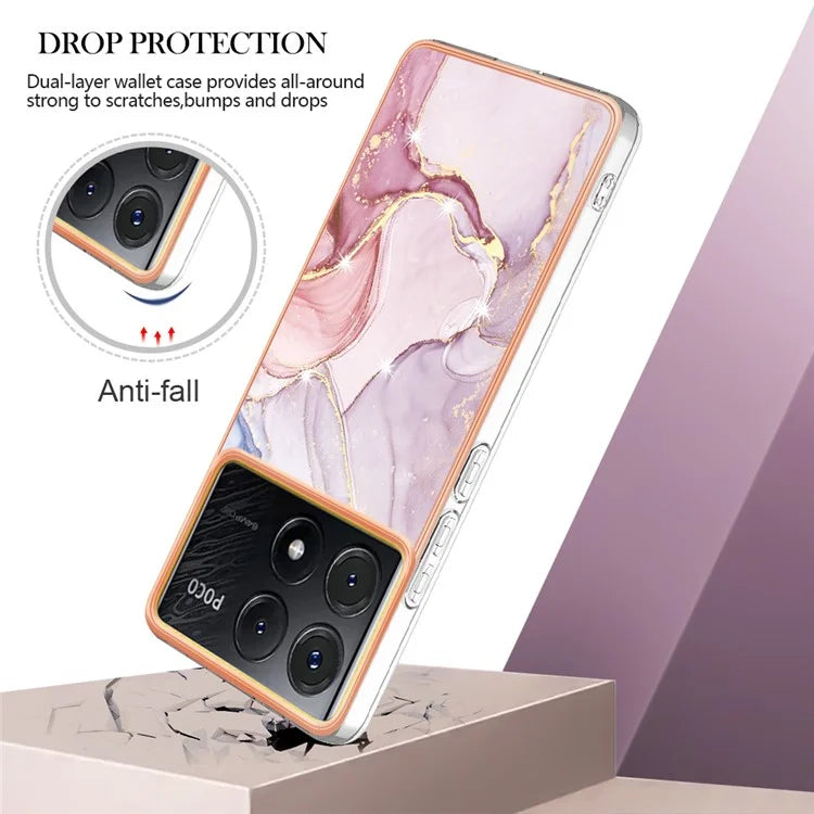 YB IMD Series-2 For Xiaomi Poco X6 Pro 5G / K70E 5G Case Marble Pattern Slim TPU Phone Cover