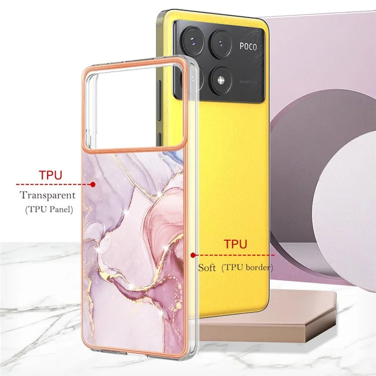 YB IMD Series-2 For Xiaomi Poco X6 Pro 5G / K70E 5G Case Marble Pattern Slim TPU Phone Cover