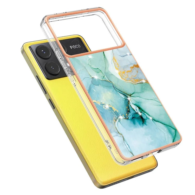 YB IMD Series-2 For Xiaomi Poco X6 Pro 5G / K70E 5G Case Marble Pattern Slim TPU Phone Cover
