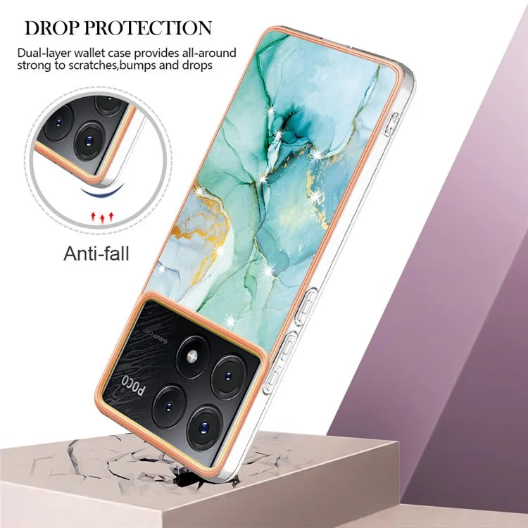 YB IMD Series-2 For Xiaomi Poco X6 Pro 5G / K70E 5G Case Marble Pattern Slim TPU Phone Cover