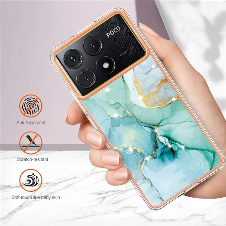 YB IMD Series-2 For Xiaomi Poco X6 Pro 5G / K70E 5G Case Marble Pattern Slim TPU Phone Cover