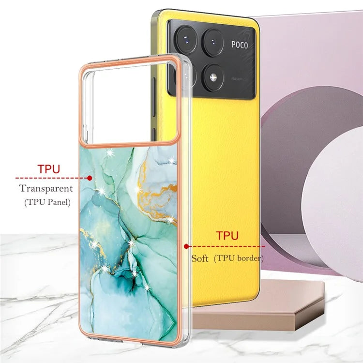 YB IMD Series-2 For Xiaomi Poco X6 Pro 5G / K70E 5G Case Marble Pattern Slim TPU Phone Cover