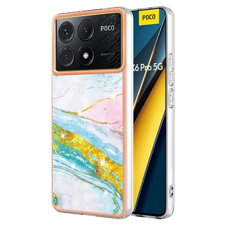 YB IMD Series-2 For Xiaomi Poco X6 Pro 5G / K70E 5G Case Marble Pattern Slim TPU Phone Cover
