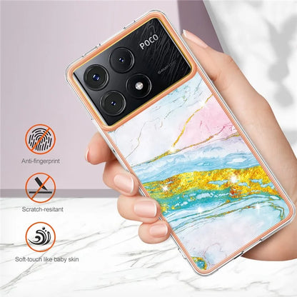YB IMD Series-2 For Xiaomi Poco X6 Pro 5G / K70E 5G Case Marble Pattern Slim TPU Phone Cover