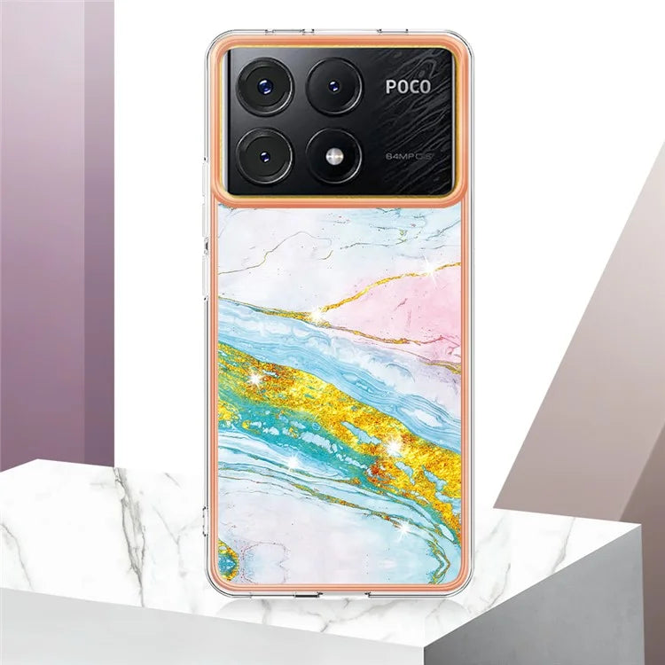 YB IMD Series-2 For Xiaomi Poco X6 Pro 5G / K70E 5G Case Marble Pattern Slim TPU Phone Cover