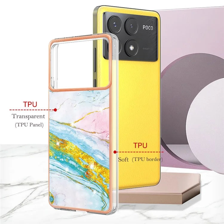 YB IMD Series-2 For Xiaomi Poco X6 Pro 5G / K70E 5G Case Marble Pattern Slim TPU Phone Cover