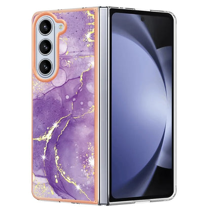YB IMD Series-2 For Samsung Galaxy Z Fold5 5G Case Electroplating Marble Pattern Slim Phone Shell