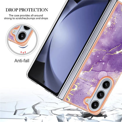 YB IMD Series-2 For Samsung Galaxy Z Fold5 5G Case Electroplating Marble Pattern Slim Phone Shell