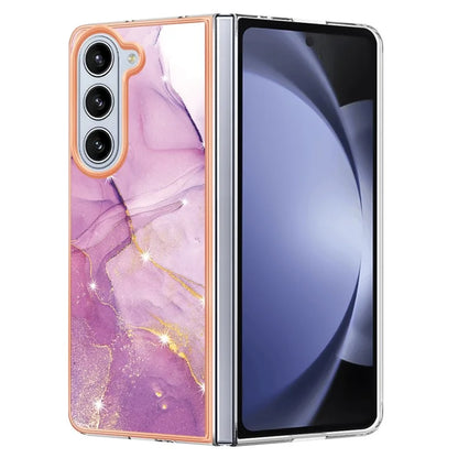 YB IMD Series-2 For Samsung Galaxy Z Fold5 5G Case Electroplating Marble Pattern Slim Phone Shell