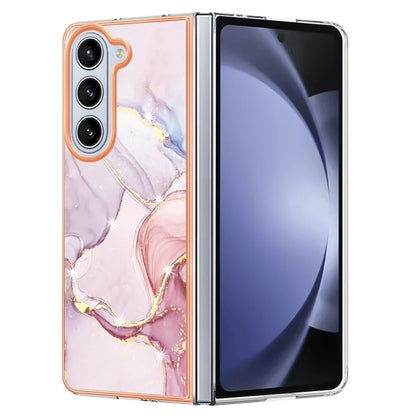 YB IMD Series-2 For Samsung Galaxy Z Fold5 5G Case Electroplating Marble Pattern Slim Phone Shell