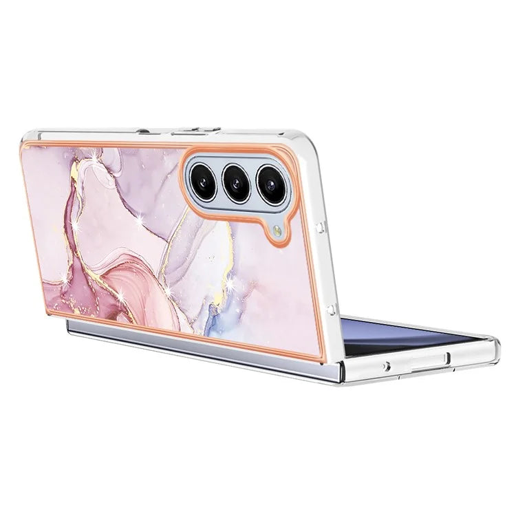 YB IMD Series-2 For Samsung Galaxy Z Fold5 5G Case Electroplating Marble Pattern Slim Phone Shell