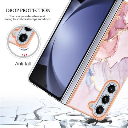 YB IMD Series-2 For Samsung Galaxy Z Fold5 5G Case Electroplating Marble Pattern Slim Phone Shell