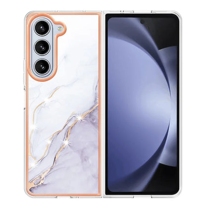 YB IMD Series-2 For Samsung Galaxy Z Fold5 5G Case Electroplating Marble Pattern Slim Phone Shell