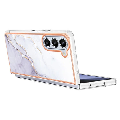 YB IMD Series-2 For Samsung Galaxy Z Fold5 5G Case Electroplating Marble Pattern Slim Phone Shell