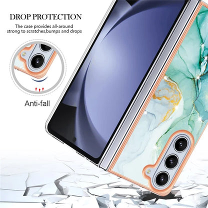 YB IMD Series-2 For Samsung Galaxy Z Fold5 5G Case Electroplating Marble Pattern Slim Phone Shell