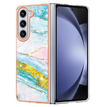 YB IMD Series-2 For Samsung Galaxy Z Fold5 5G Case Electroplating Marble Pattern Slim Phone Shell