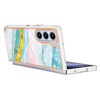 YB IMD Series-2 For Samsung Galaxy Z Fold5 5G Case Electroplating Marble Pattern Slim Phone Shell