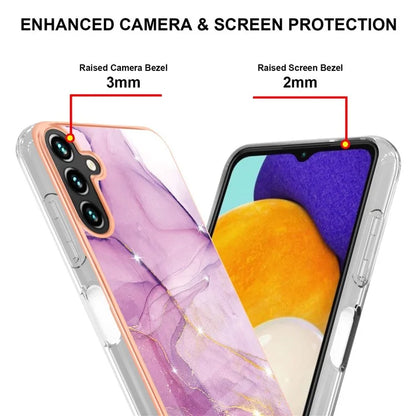 YB IMD Series-2 For Samsung Galaxy A35 5G TPU Case Marble Pattern IMD Electroplating Cover
