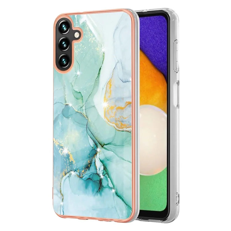 YB IMD Series-2 For Samsung Galaxy A35 5G TPU Case Marble Pattern IMD Electroplating Cover