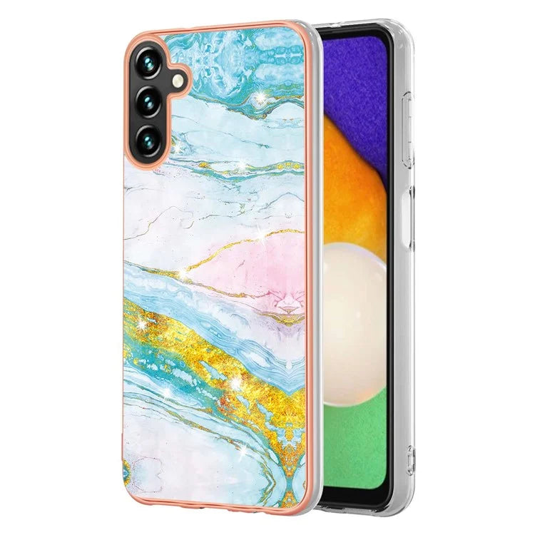 YB IMD Series-2 For Samsung Galaxy A35 5G TPU Case Marble Pattern IMD Electroplating Cover