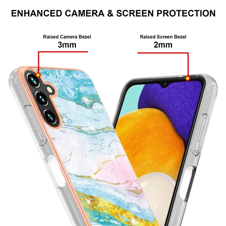 YB IMD Series-2 For Samsung Galaxy A35 5G TPU Case Marble Pattern IMD Electroplating Cover