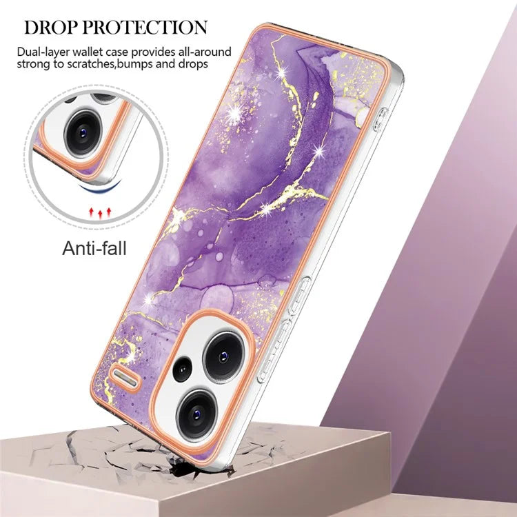 YB IMD Series-2 For Xiaomi Redmi Note 13 Pro+ 5G TPU Case Marble Pattern Shockproof Phone Cover