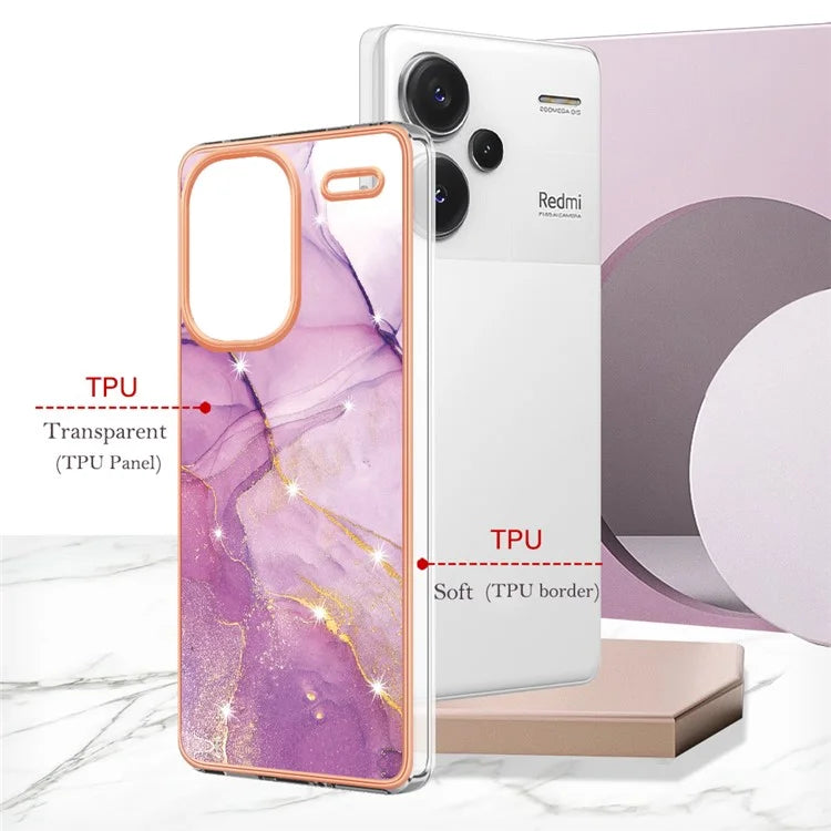 YB IMD Series-2 For Xiaomi Redmi Note 13 Pro+ 5G TPU Case Marble Pattern Shockproof Phone Cover