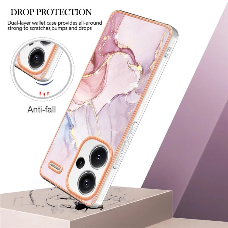 YB IMD Series-2 For Xiaomi Redmi Note 13 Pro+ 5G TPU Case Marble Pattern Shockproof Phone Cover