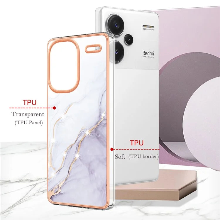 YB IMD Series-2 For Xiaomi Redmi Note 13 Pro+ 5G TPU Case Marble Pattern Shockproof Phone Cover