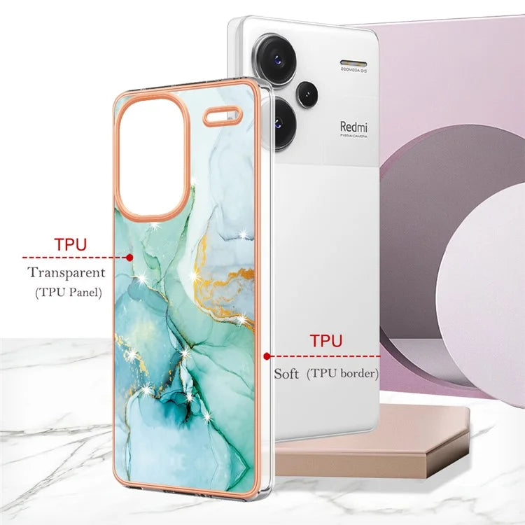 YB IMD Series-2 For Xiaomi Redmi Note 13 Pro+ 5G TPU Case Marble Pattern Shockproof Phone Cover
