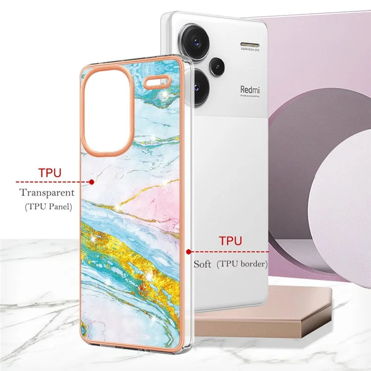 YB IMD Series-2 For Xiaomi Redmi Note 13 Pro+ 5G TPU Case Marble Pattern Shockproof Phone Cover