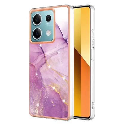 YB IMD Series-2 For Xiaomi Redmi Note 13 5G Phone Case Marble Pattern Electroplating Frame TPU Cover