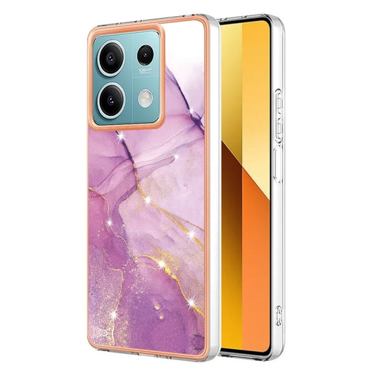 YB IMD Series-2 For Xiaomi Redmi Note 13 5G Phone Case Marble Pattern Electroplating Frame TPU Cover