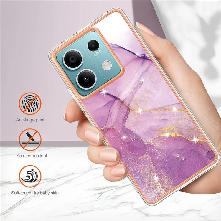 YB IMD Series-2 For Xiaomi Redmi Note 13 5G Phone Case Marble Pattern Electroplating Frame TPU Cover